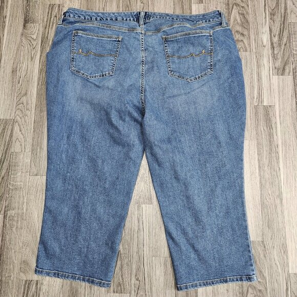 St Johns Bay Jeans Womens 24W Blue Denim Stretch High Rise Straight Leg Cropped - Picture 2 of 14